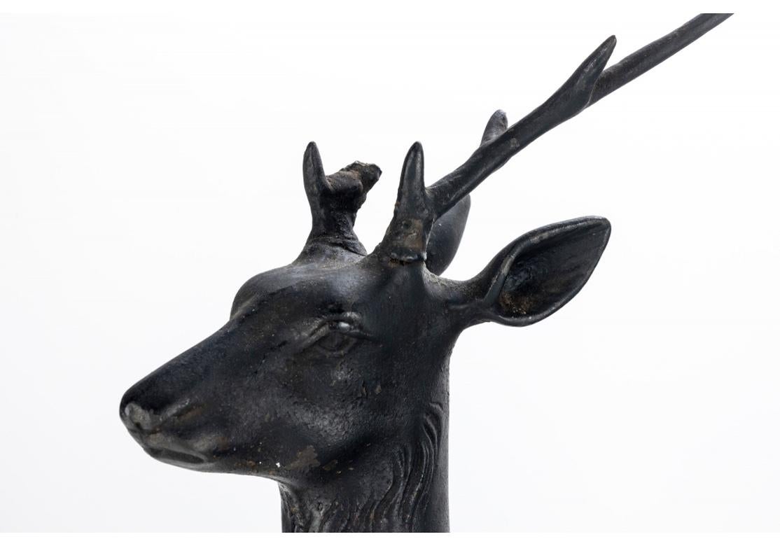 Two Antique Iron Stag and Doe Garden Sculptures For Sale 1