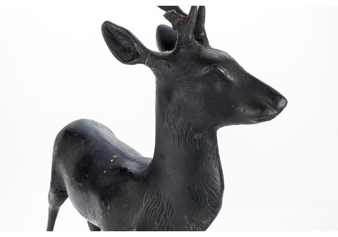Two Antique Iron Stag and Doe Garden Sculptures For Sale 3