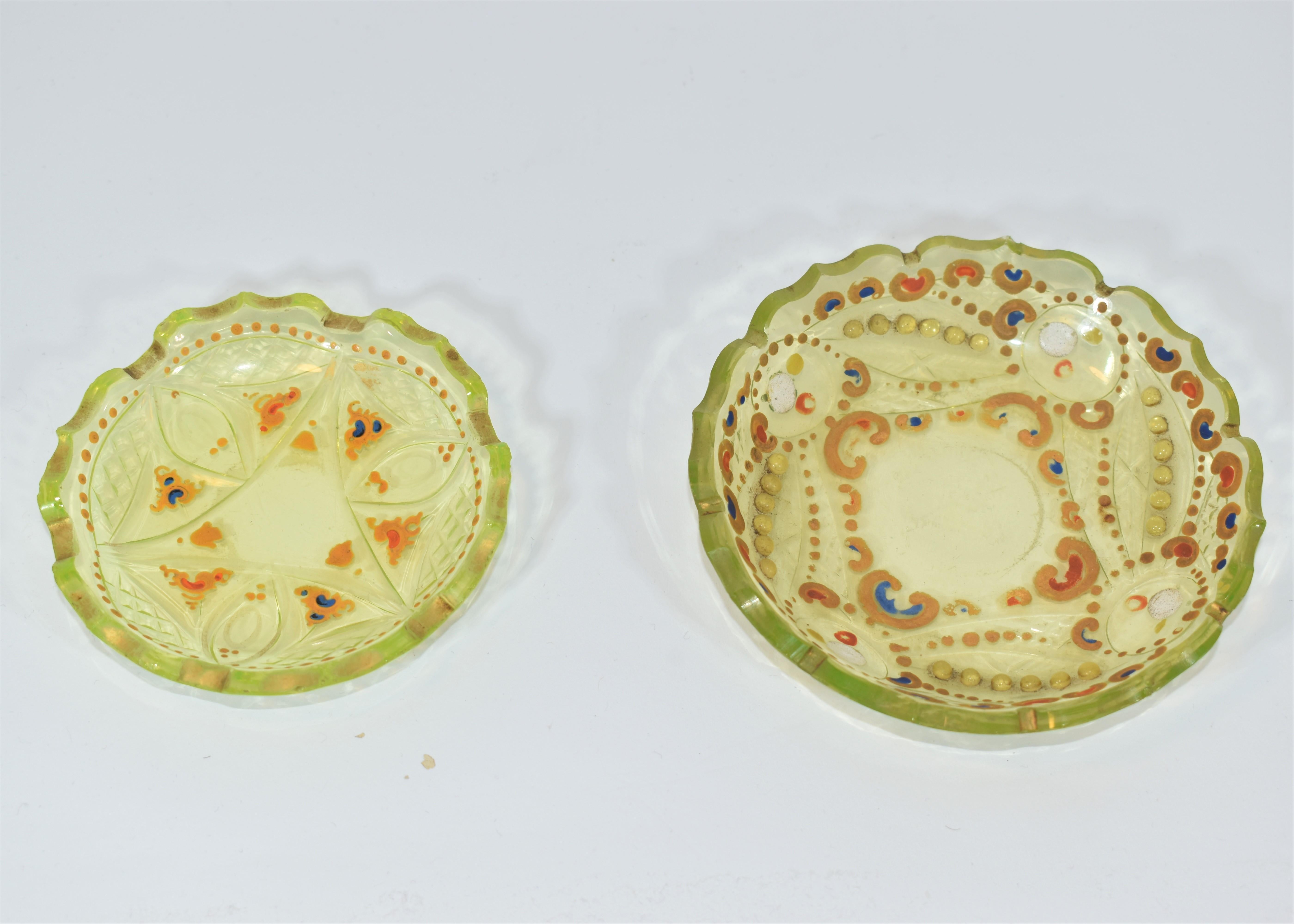 Two Antique Islamic Bohemian Uranium Glass Sugar Bowls, 19th Century For Sale 1