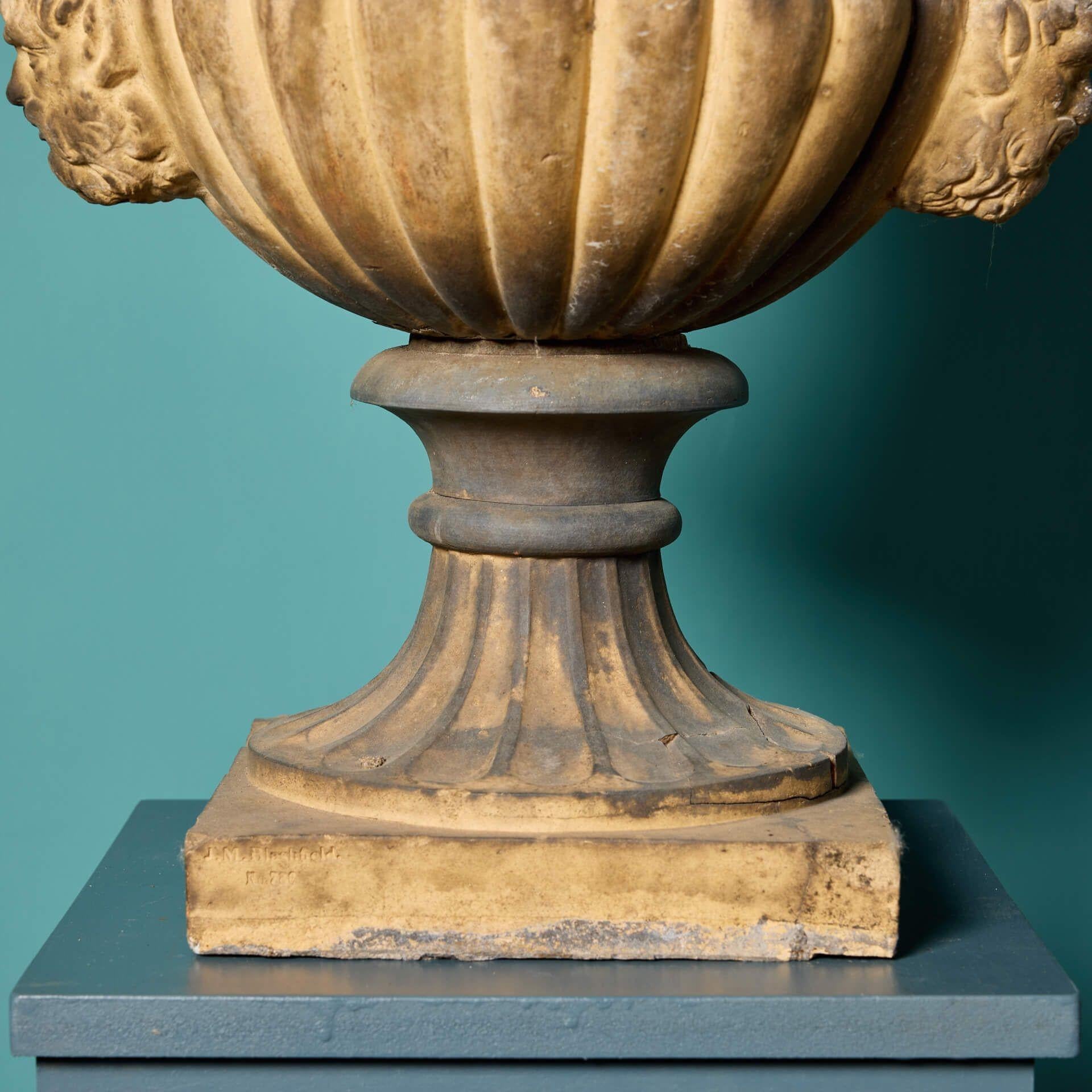 Two Antique J M Blashfield Terracotta Garden Urns In Good Condition For Sale In Wormelow, Herefordshire