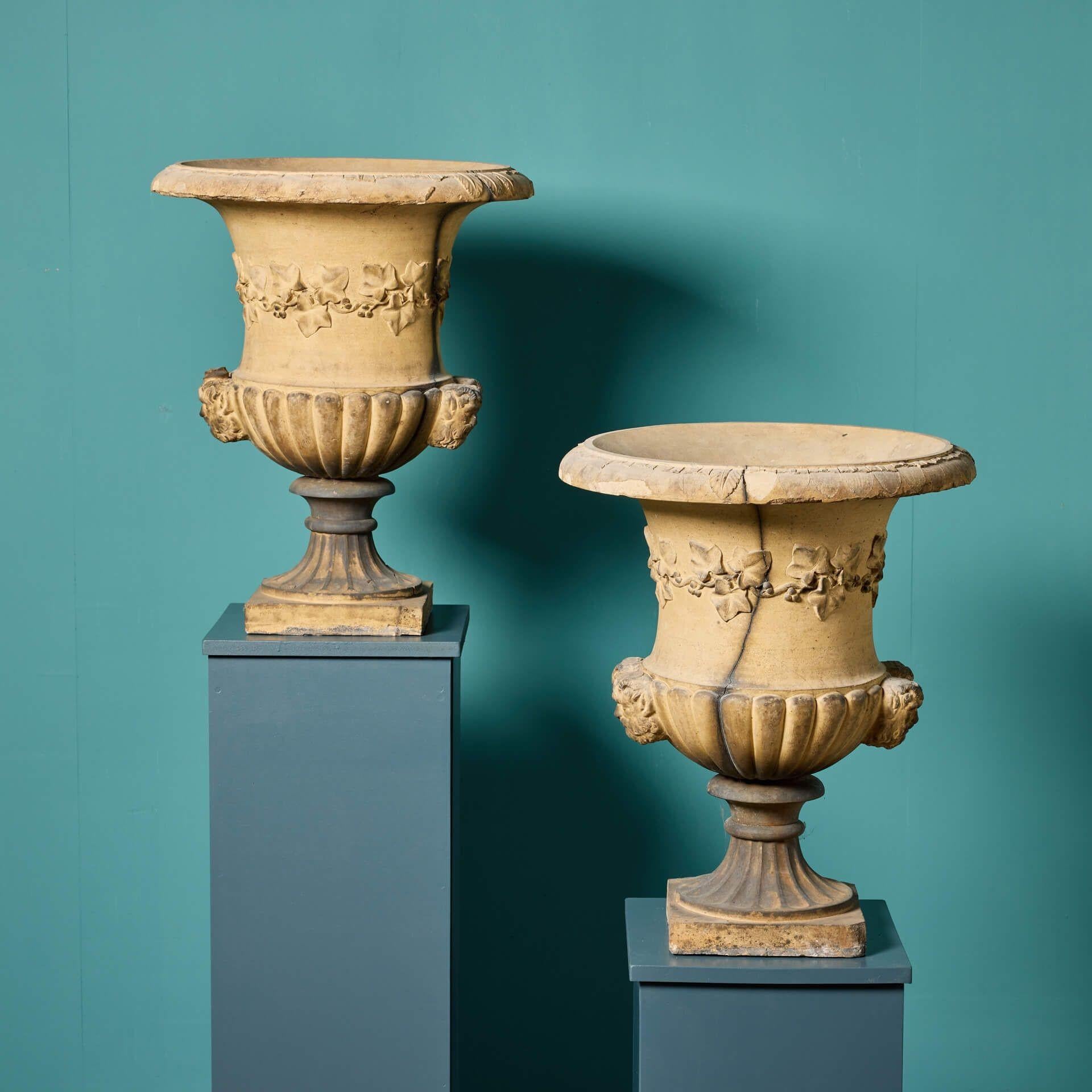 19th Century Two Antique J M Blashfield Terracotta Garden Urns For Sale