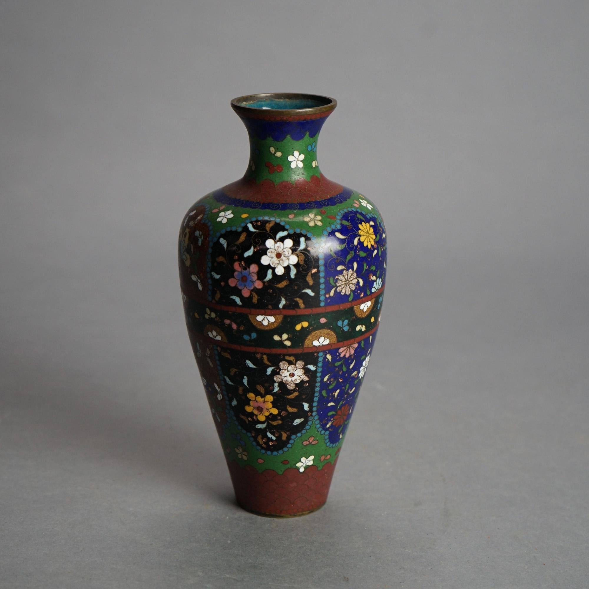 Two Antique Japanese Cloisonne Enameled Vases C1920 For Sale 1