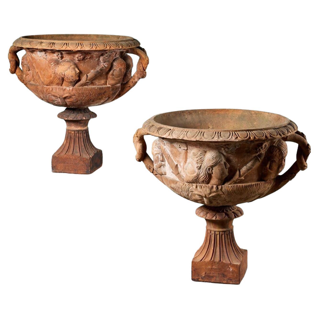 Two Antique John Matthews Terracotta Planters For Sale