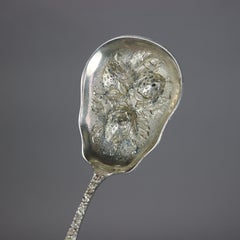 Two Antique Kirk Stieff Repousse Sterling Silver Berry Spoons 4.8 Troy Ounces