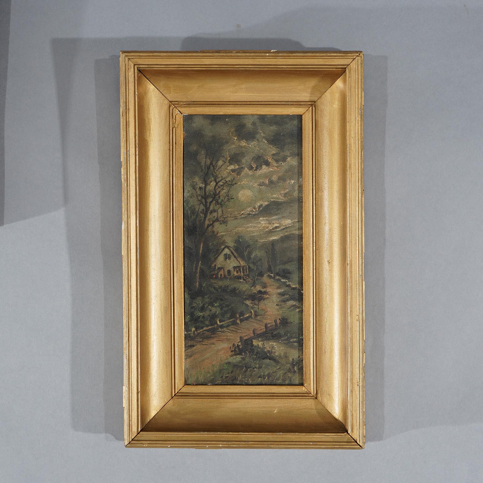 Asian Two Antique Landscape Oil on Board & One Watercolor Painting, Framed, C1920 For Sale