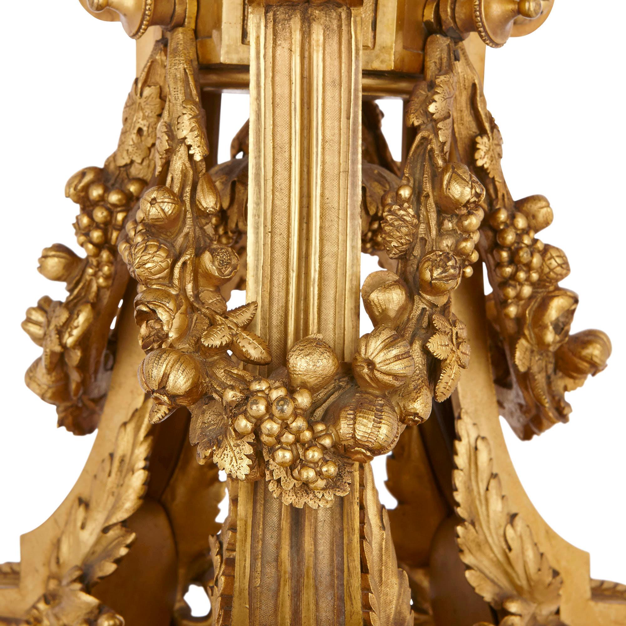 Two Antique Louis XV Style Gilt Bronze and Marble Table Lamps In Good Condition For Sale In London, GB