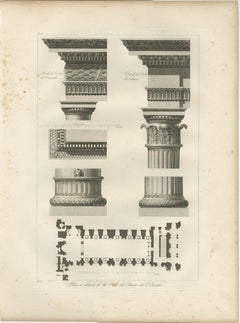 Two Antique Louvre Architectural Study Prints, Institut Details – Baltard 1803