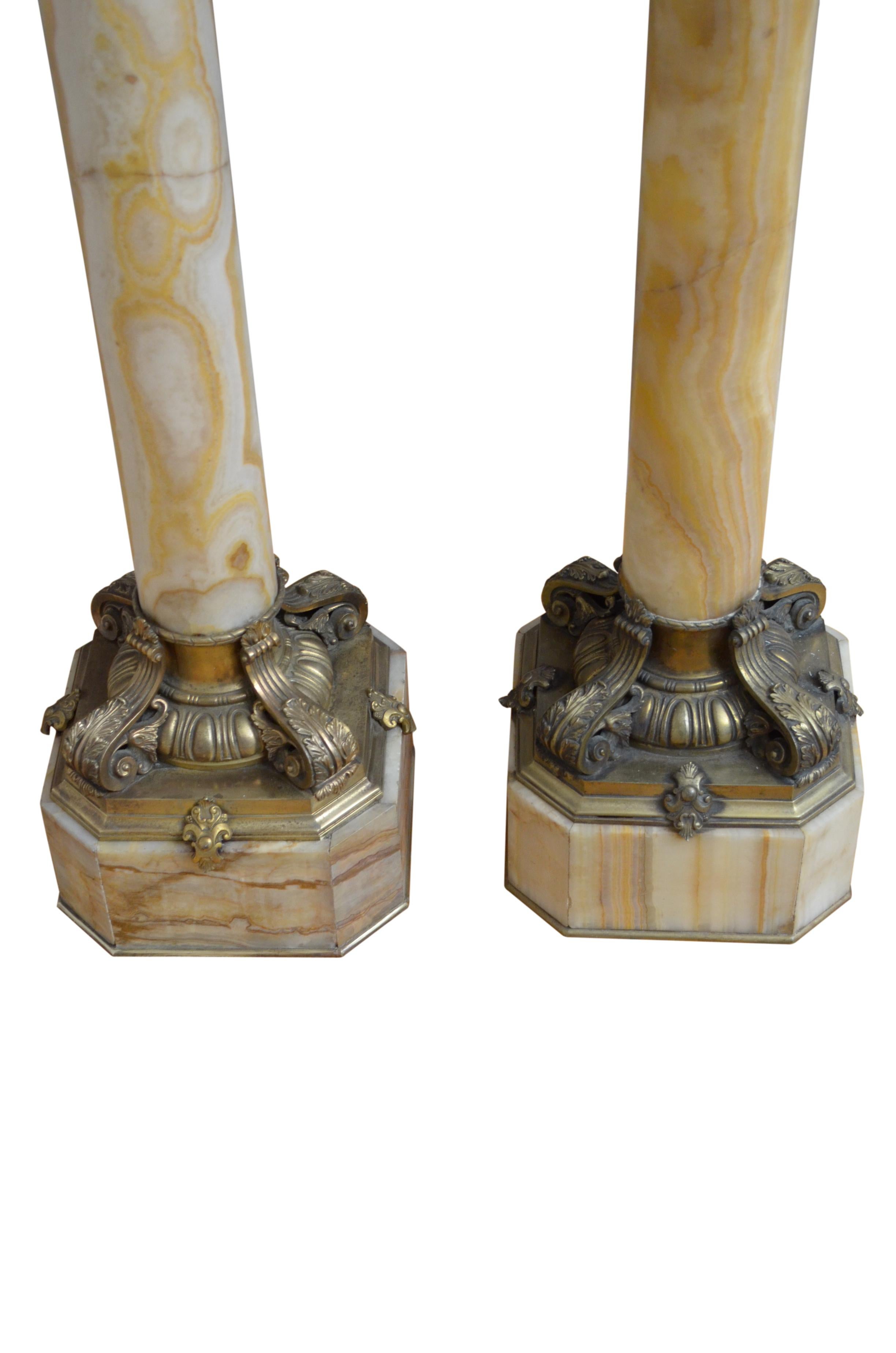 Onyx Two Antique Marble Columns  For Sale