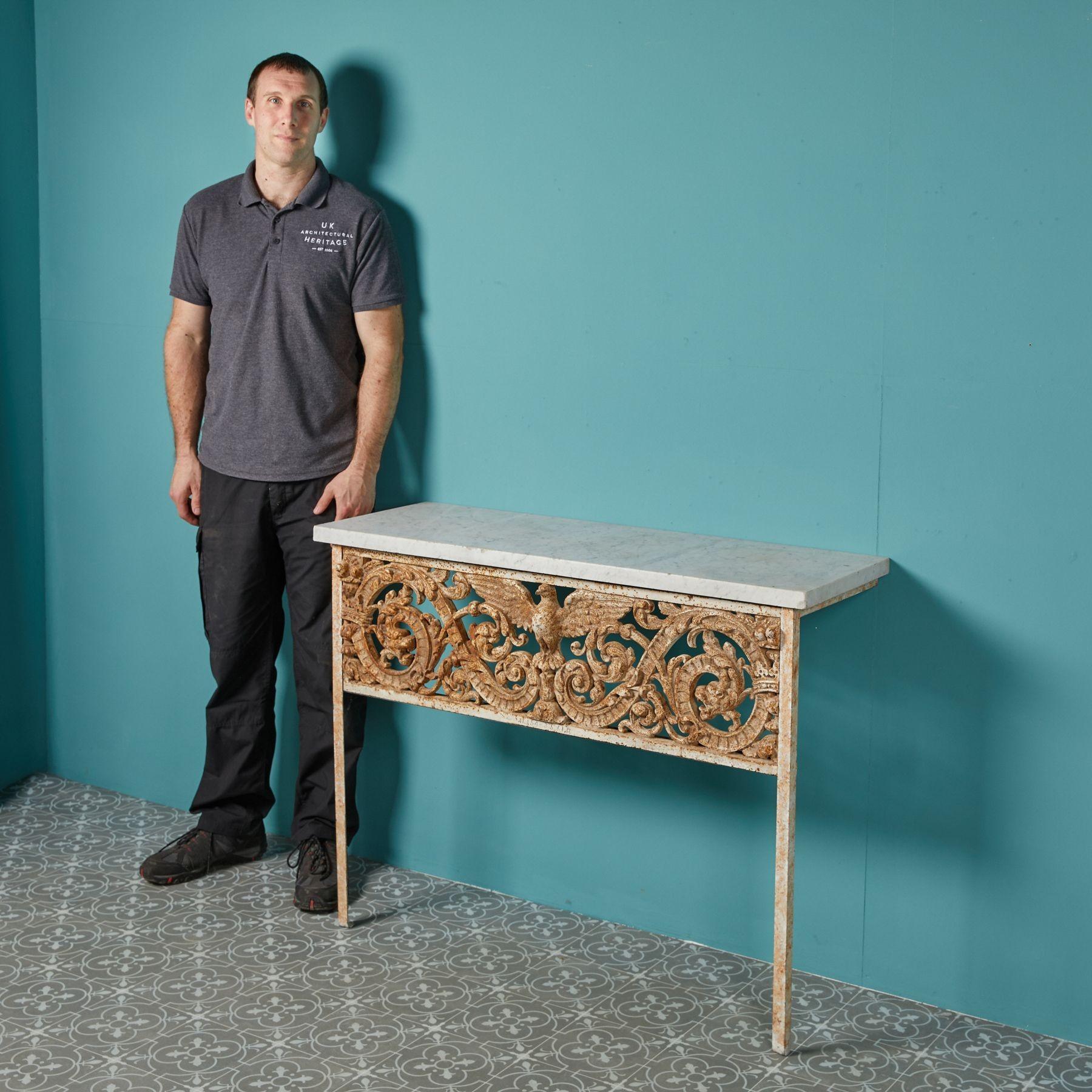 Victorian Two Antique Marble Top Console Tables For Sale