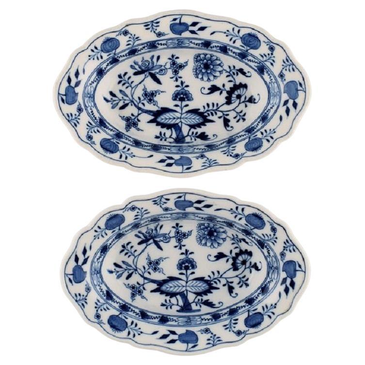 Two Antique Meissen Blue Onion Bowls in Hand-Painted Porcelain, Late 19th C