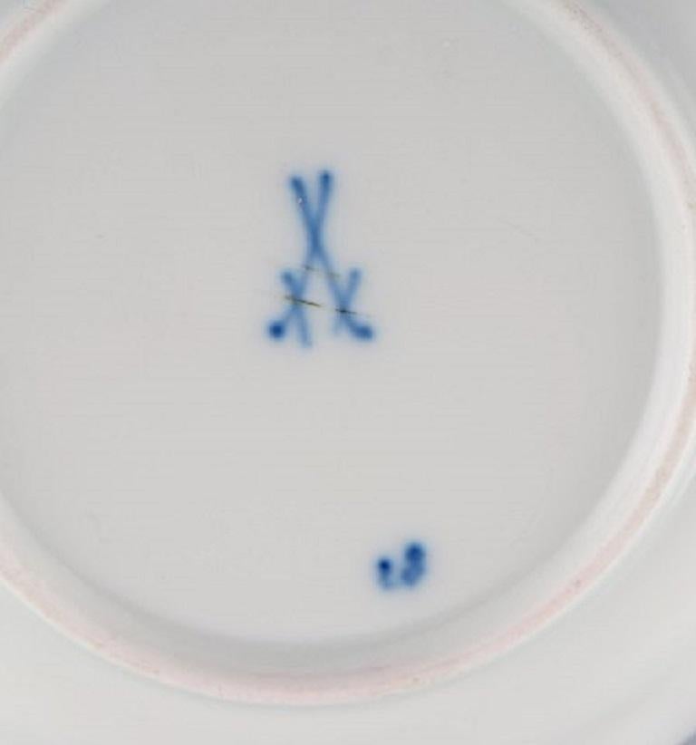 20th Century Two Antique Meissen Blue Onion Coffee Cups with Saucers in Porcelain