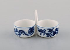 Two Antique Meissen "Blue Onion" Condiment Sets in Hand Painted Porcelain