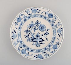 Two Antique Meissen "Blue Onion" Dinner Plates in Hand-Painted Porcelain
