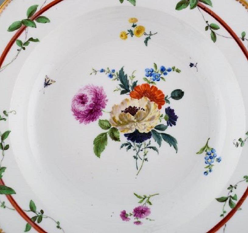 Two antique Meissen deep plates in pierced porcelain with hand painted floral motifs. Museum Quality. Dated 1773-1814.
Measures: 23 x 4.5 cm.
In very good condition. Small chip on the backside.
Stamped: Marcolini.
