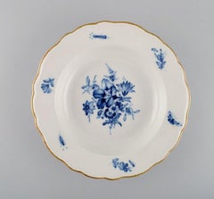 Two Antique Meissen Porcelain Plates with Hand-Painted Flowers and Gold Edge