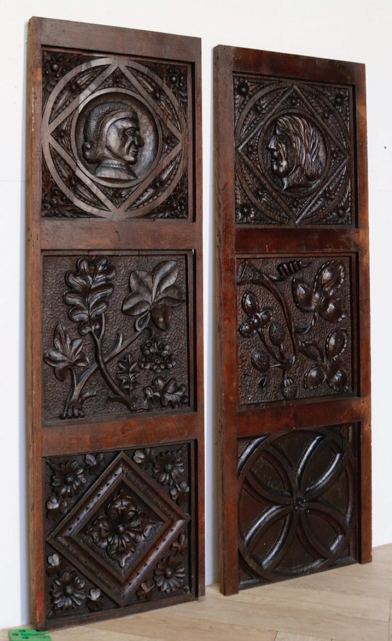 Two Antique Oak Wall Panels 1