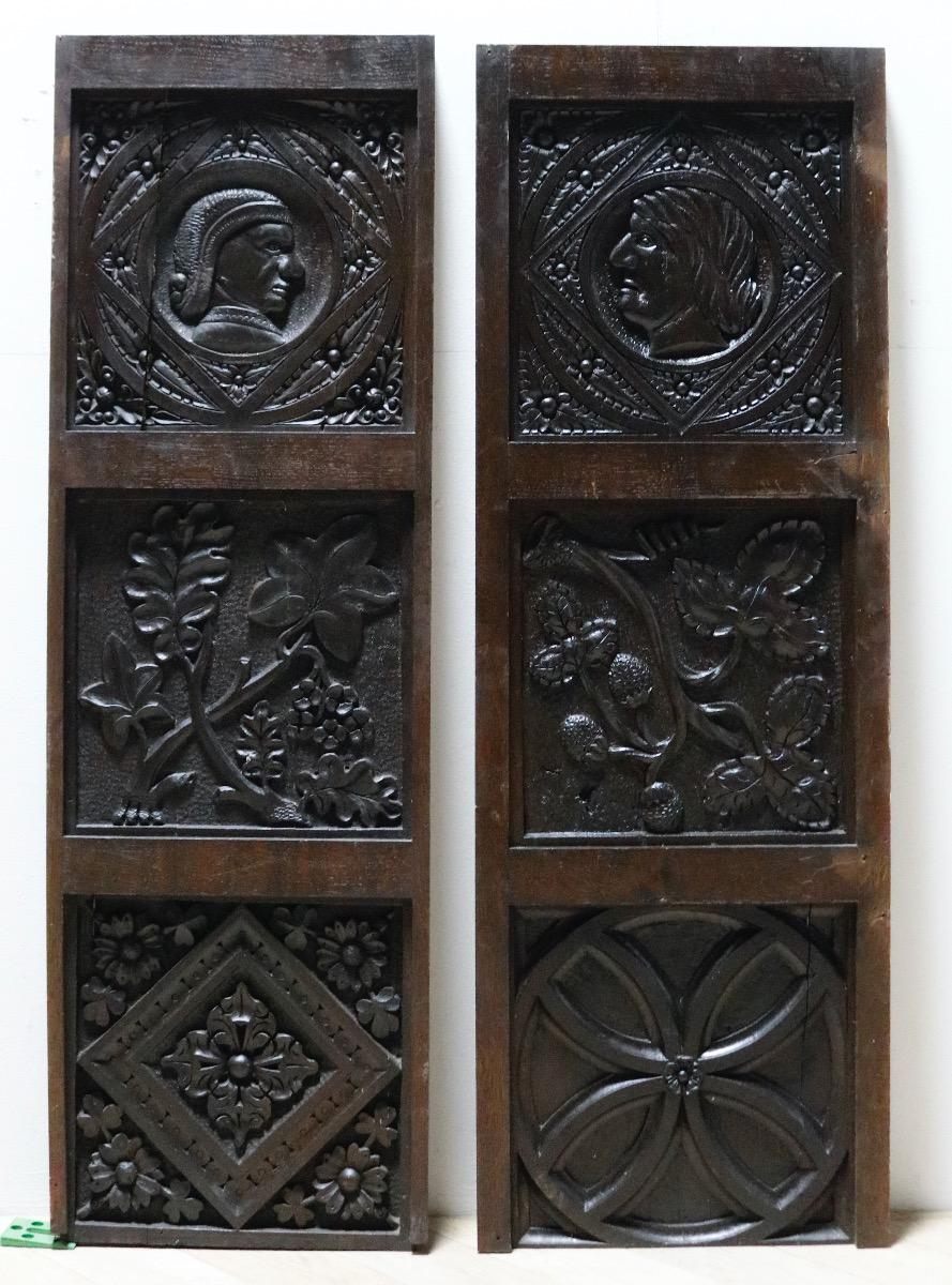 Two Antique Oak Wall Panels 2