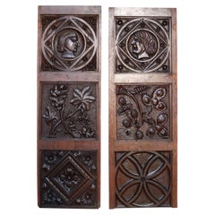 Two Antique Oak Wall Panels