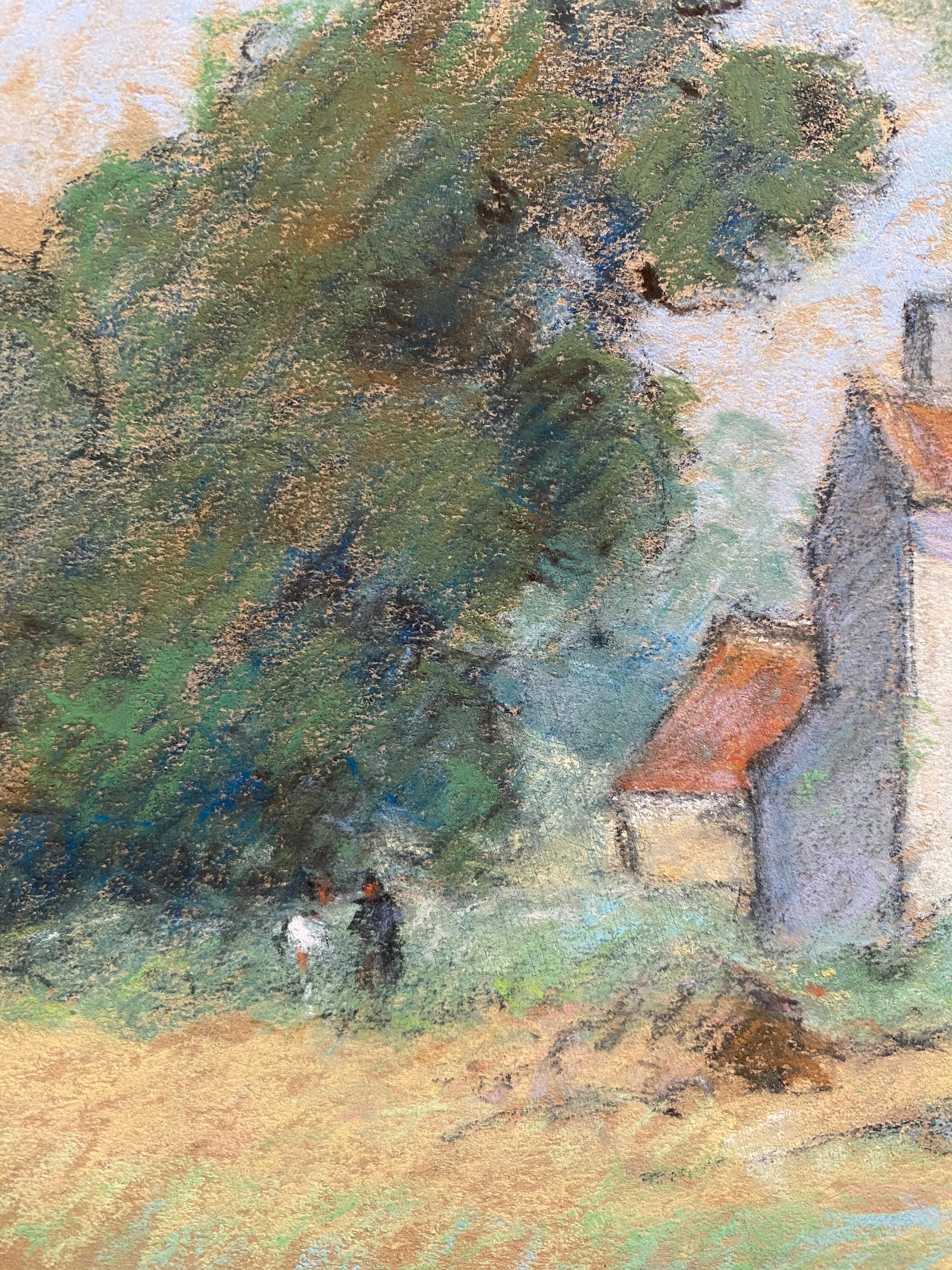 Antike pastellfarbene französische impressionistische Gemälde, sonnenbeleuchtete Landschaften (20. Jahrhundert) im Angebot