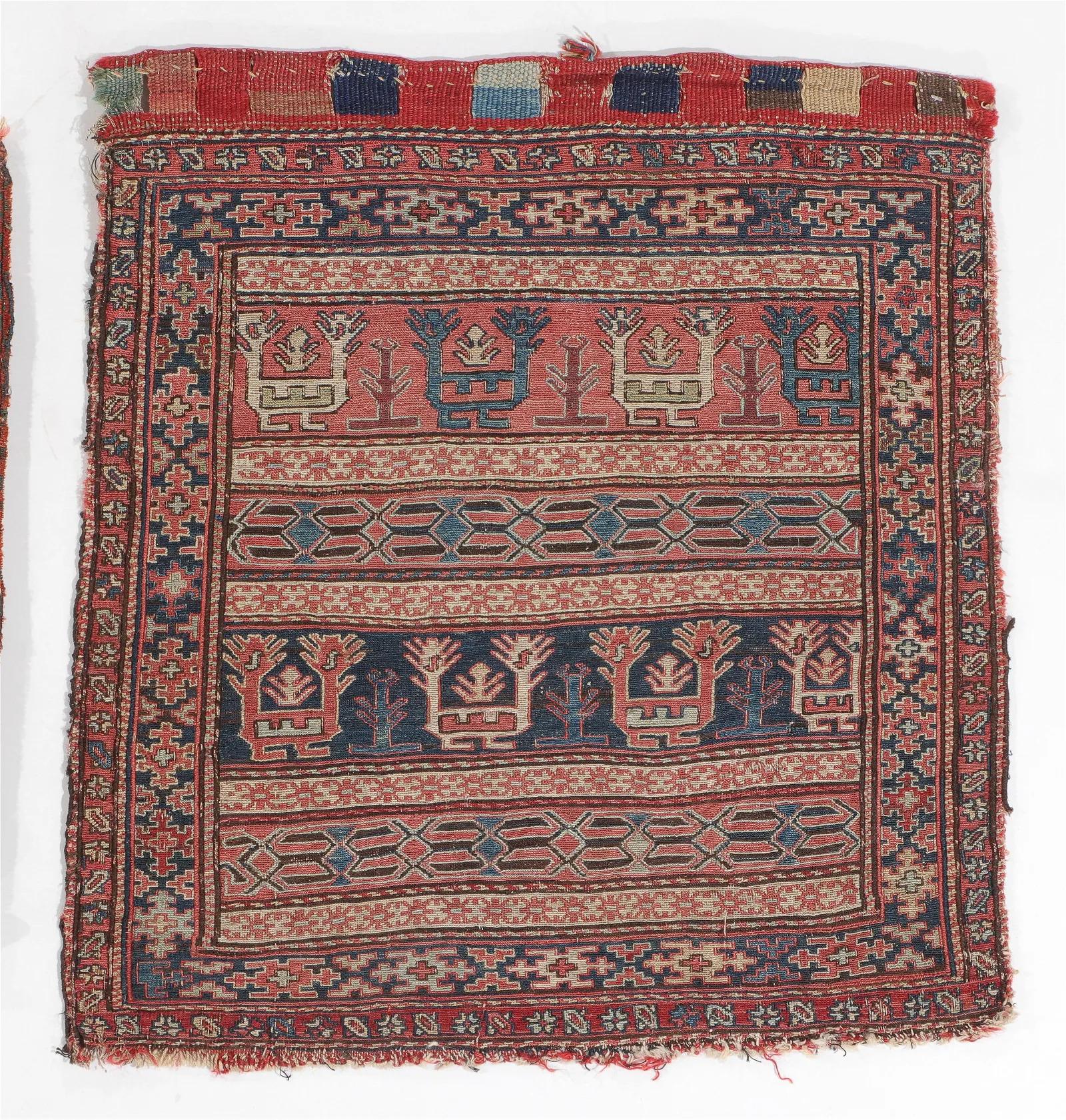 Two Antique Persian Collectible Shahsavan Sumak Rugs 1.10' x 2', 1870s - 2B28 In Good Condition For Sale In Bordeaux, FR