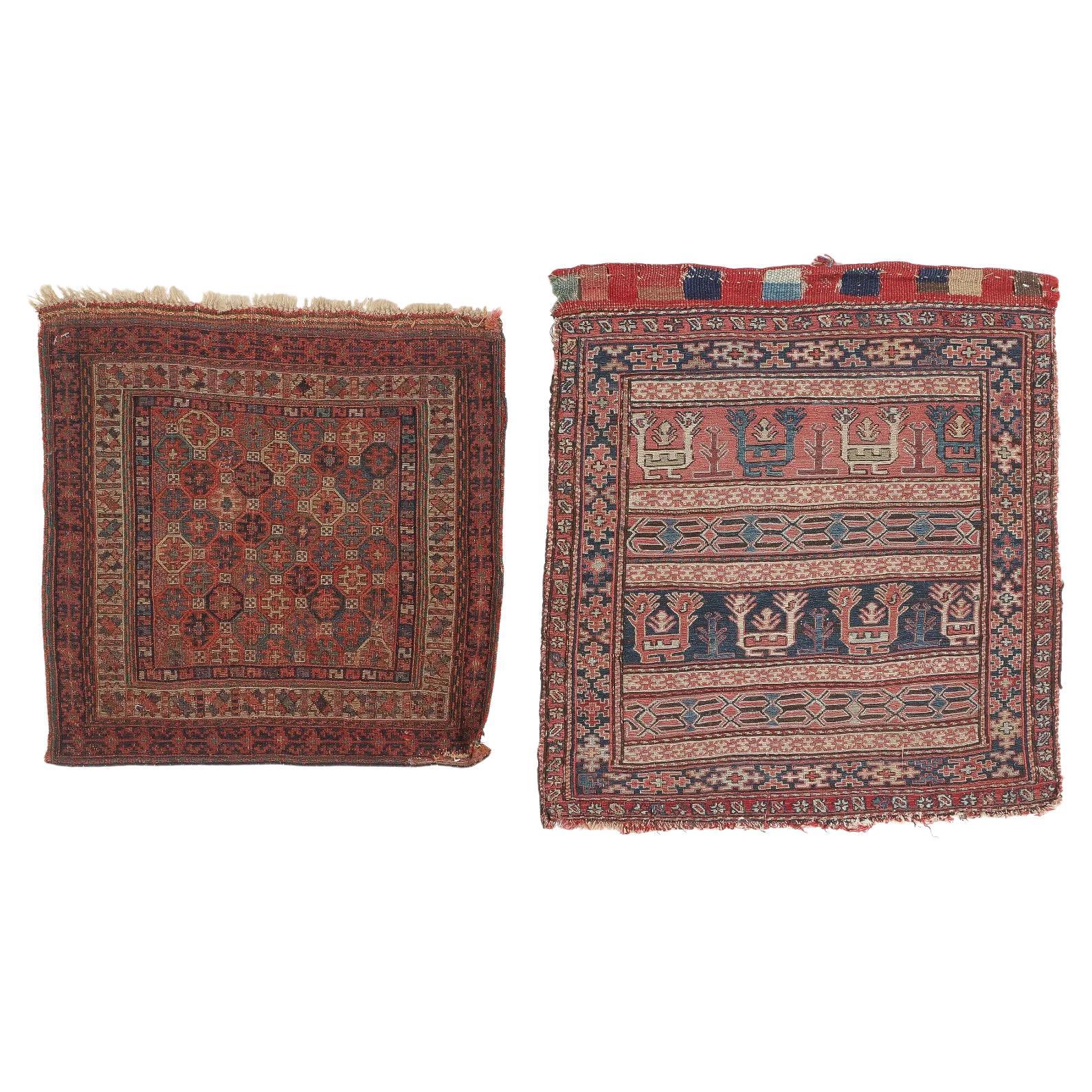 Two Antique Persian Collectible Shahsavan Sumak Rugs 1.10' x 2', 1870s - 2B28 For Sale