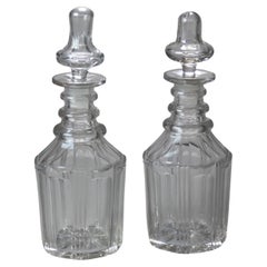 Two Antique Pressed Glass Decanters 
Stoppers C1900