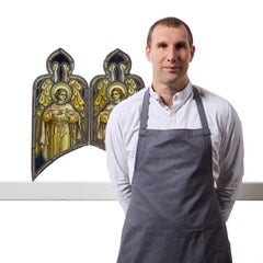 Deux vitraux religieux anciens représentant des anges par Atkinson Bros.