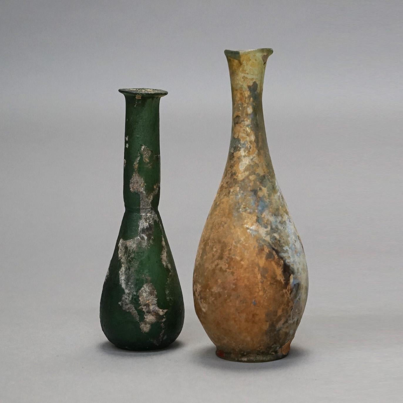 Two Antique Roman Glass Vases, 18thC

Measure - Taller 6.25