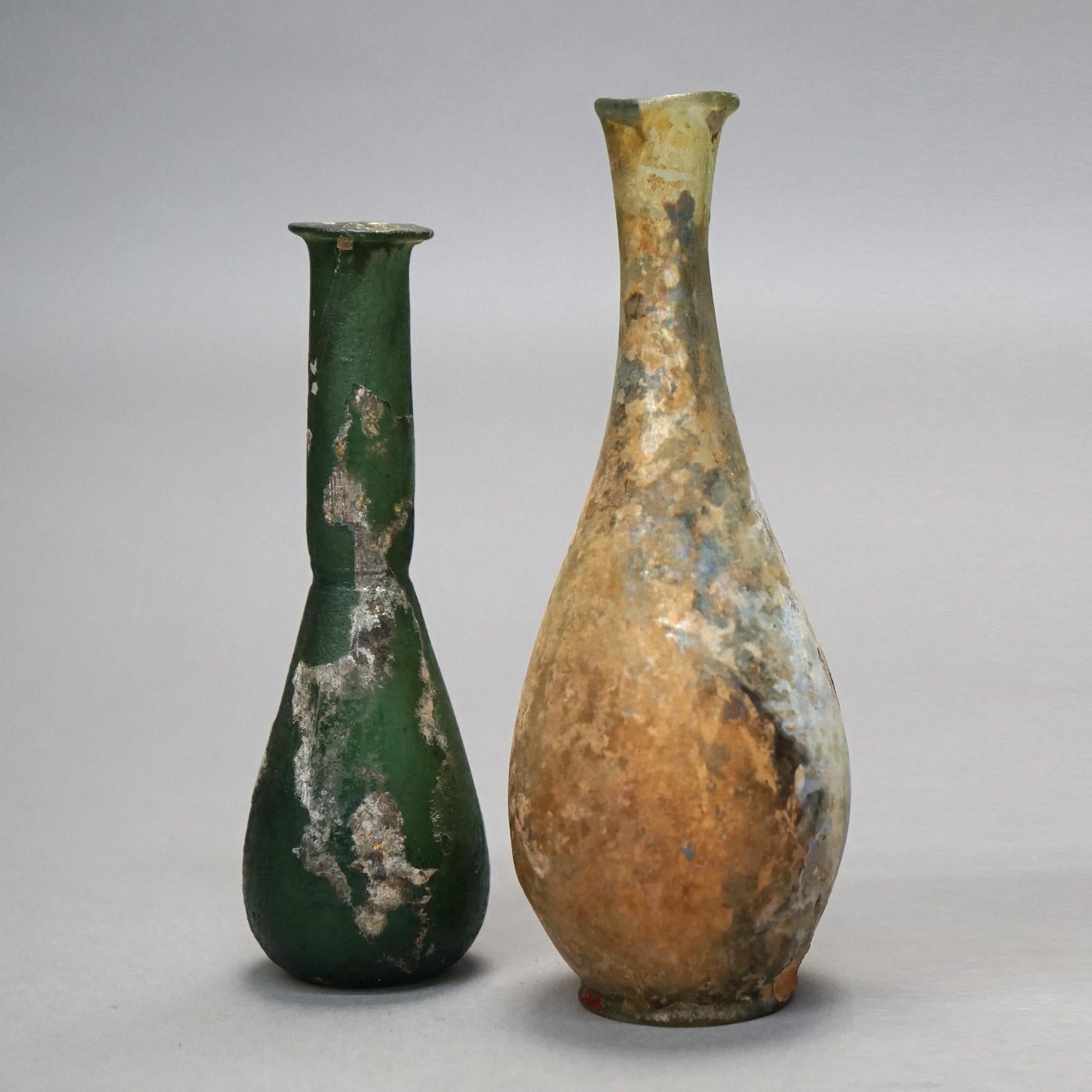 Classical Roman Two Antique Roman Glass Vases, 18th Century