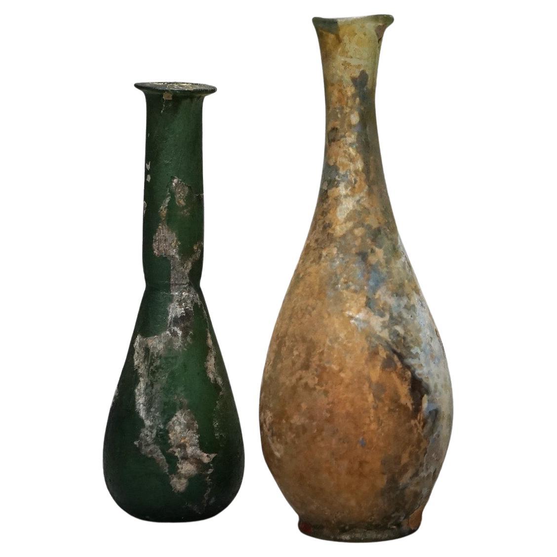 Two Antique Roman Glass Vases, 18th Century