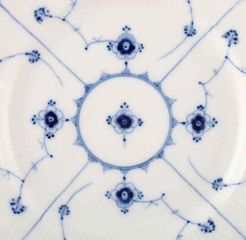 Neoclassical Two Antique Royal Copenhagen Blue Fluted Lunch Plates, Mid-1800s