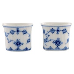 Two Antique Royal Copenhagen Blue Fluted Plain Vases. Early 20th C