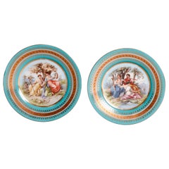 Two Antique Royal Vienna Porcelain Plates, Classical Muses, circa 1890