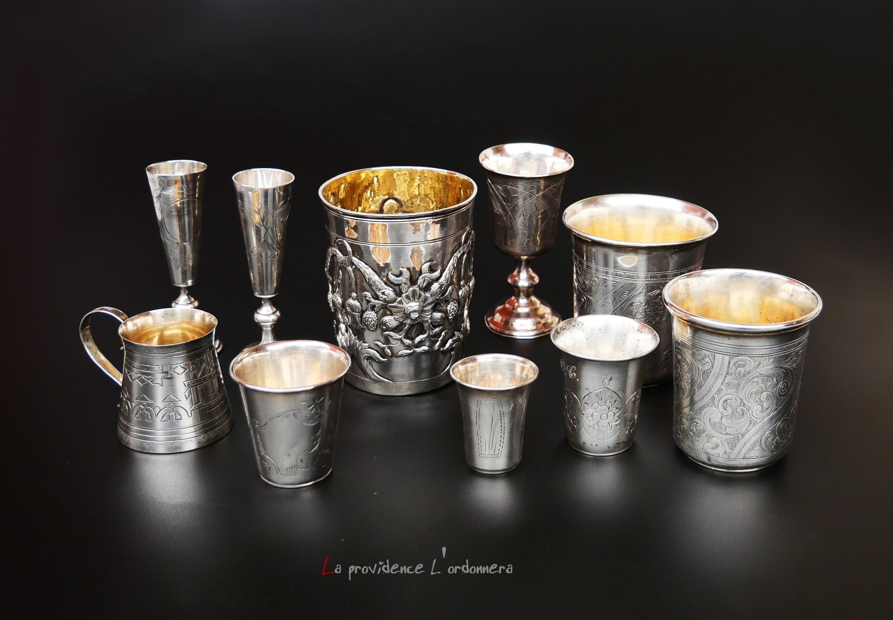 Two Antique Russian 84 Sterling Silver Vodka Stopkas Shots Beakers Jiggers / 49g For Sale 6