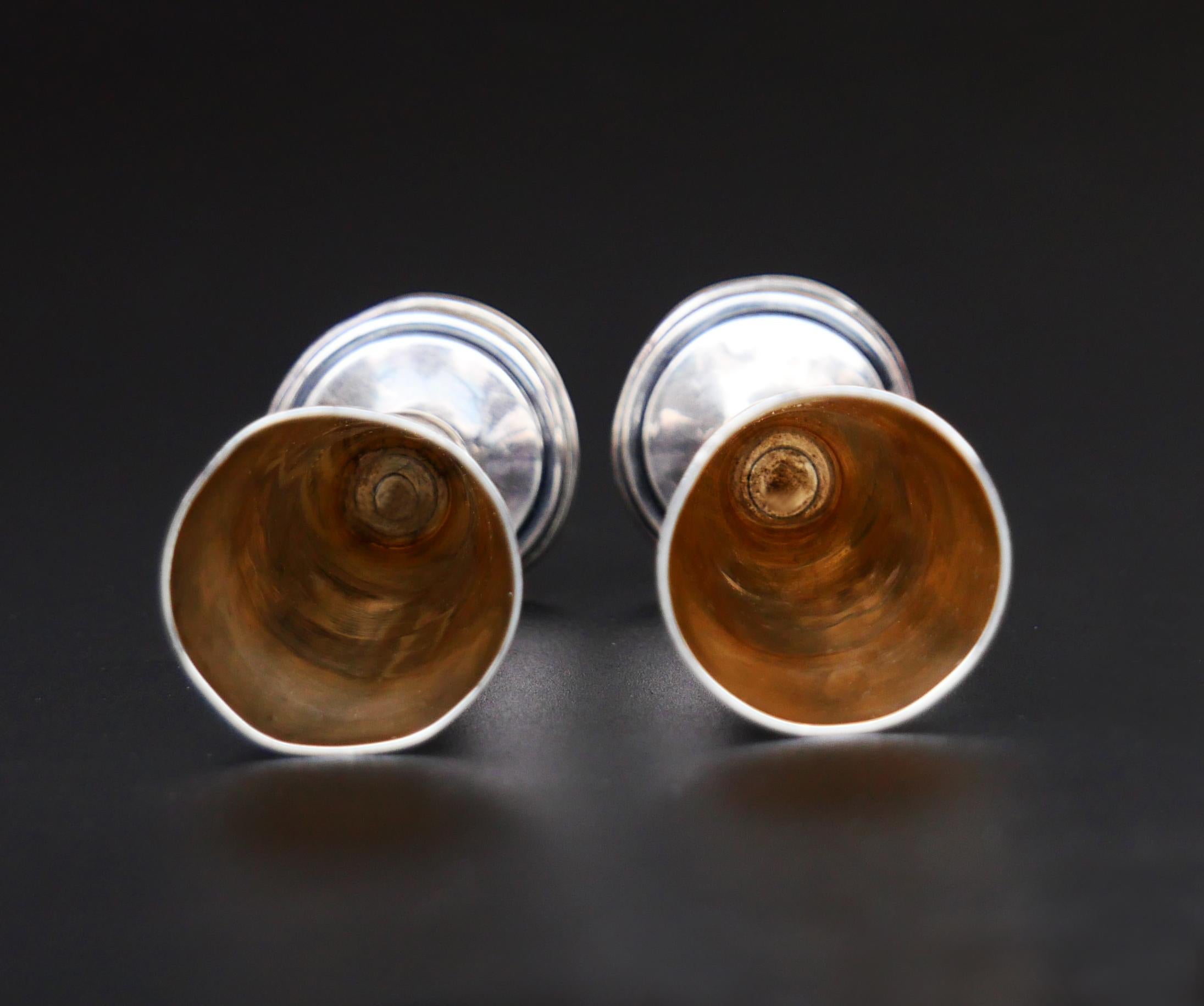 Two Antique Russian 84 Sterling Silver Vodka Stopkas Shots Beakers Jiggers / 49g For Sale 3