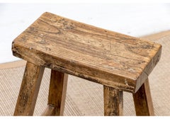 Two Antique Rustic Hardwood Stools