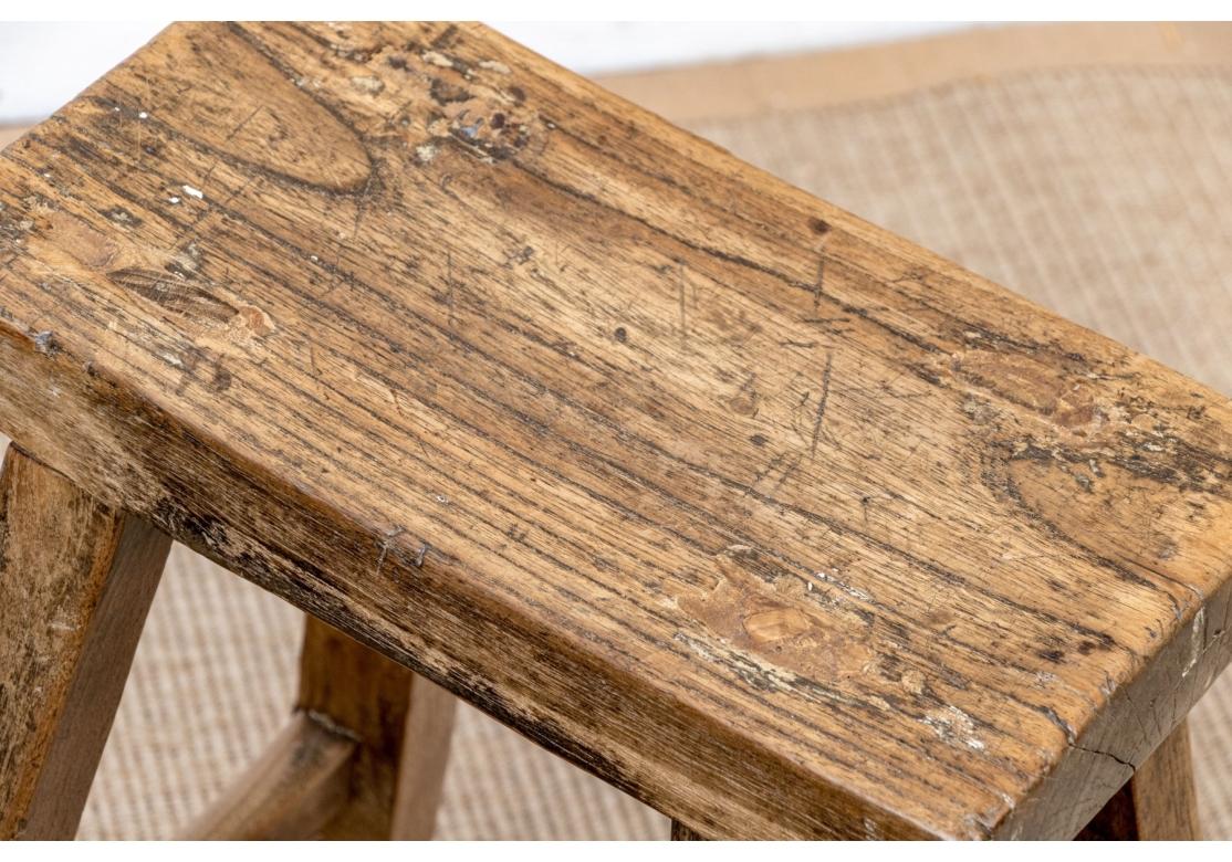 Bois de feuillus Two Antique Rustic Hardwood Stools en vente