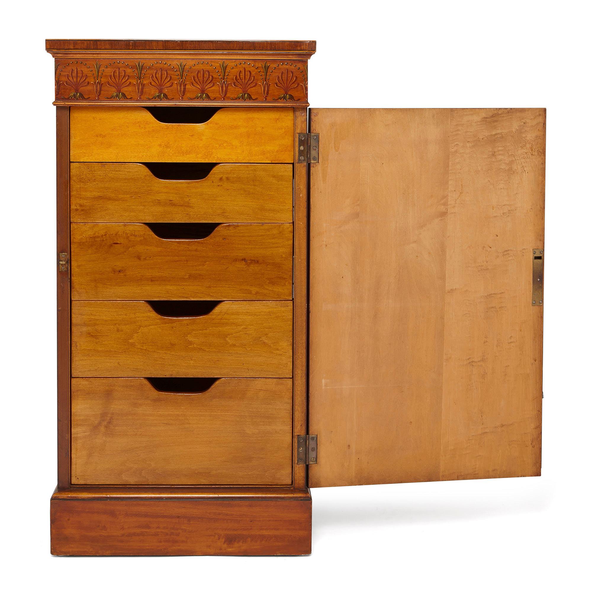 George III Two Antique Satinwood and Rosewood Marquetry Cabinets For Sale