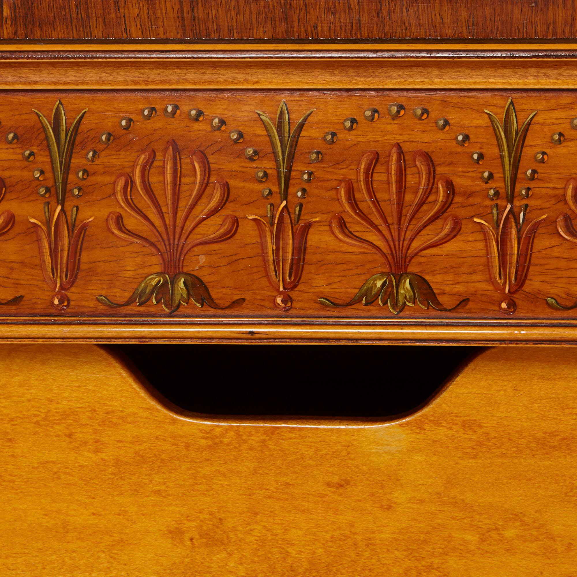 English Two Antique Satinwood and Rosewood Marquetry Cabinets For Sale