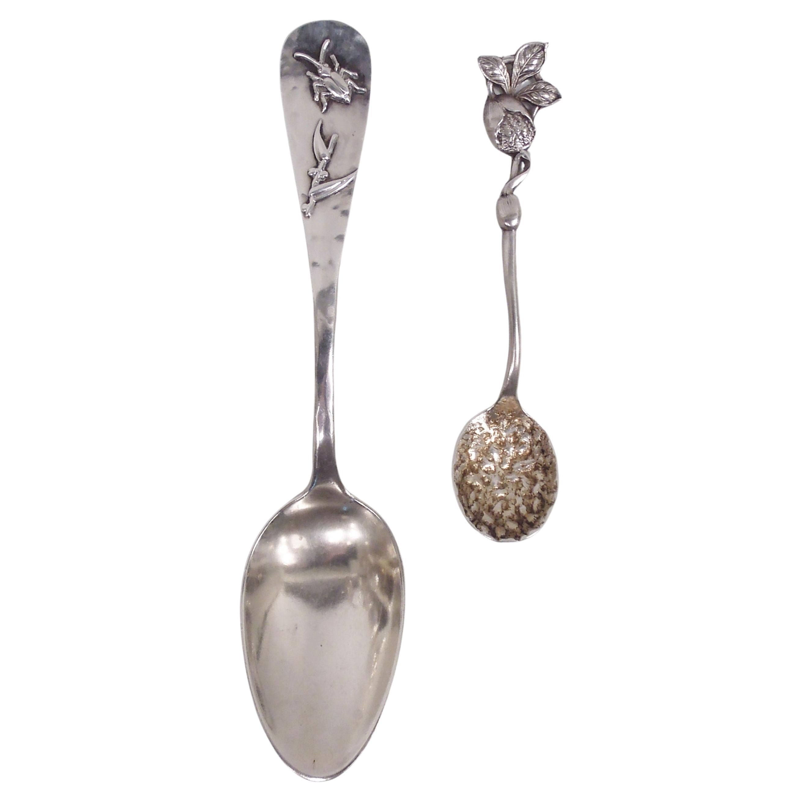 Two Antique Shiebler American Sterling Silver Novelty Spoons