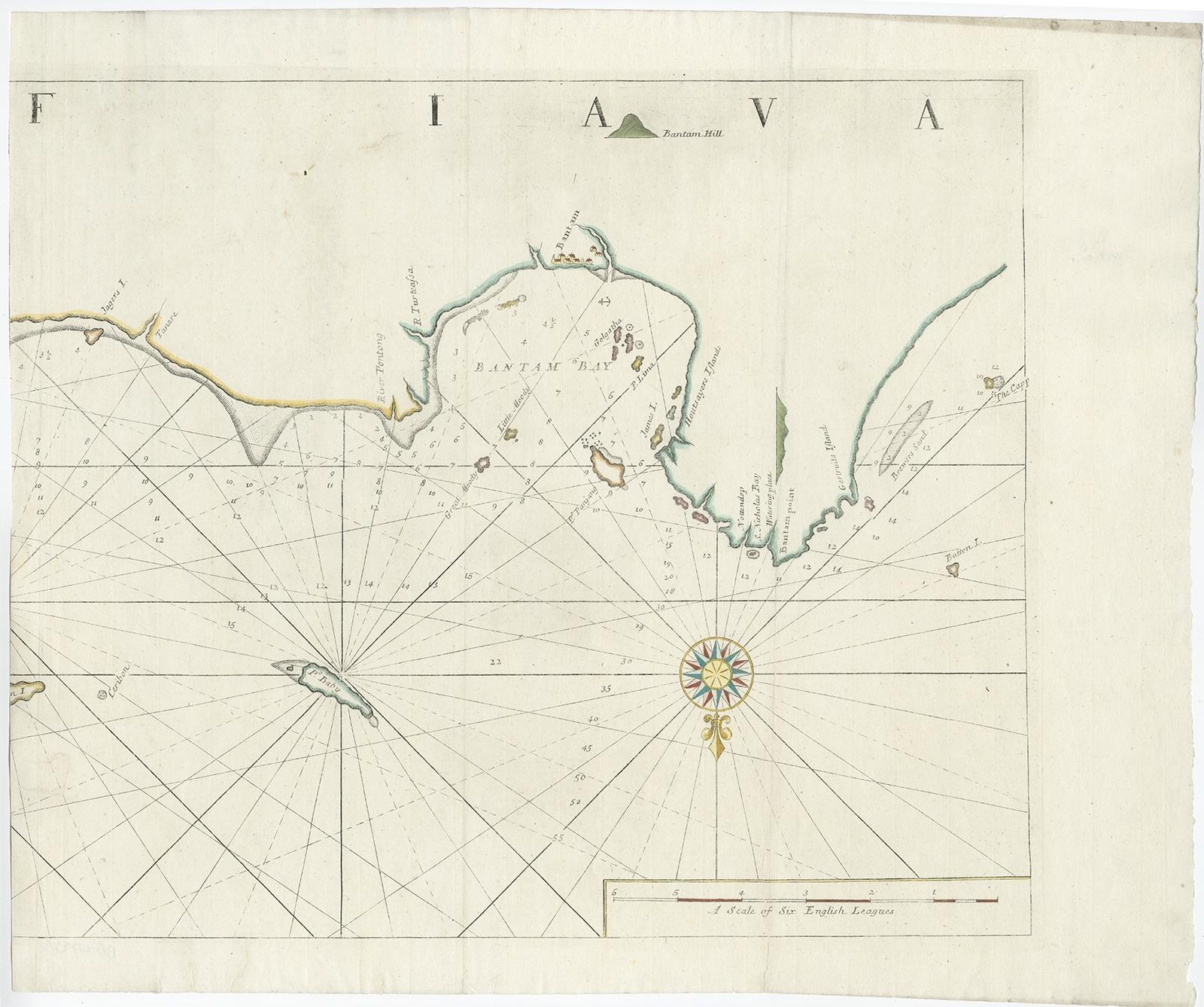 Two Antique Sea Charts of the Thousand Islands between Batavia and Bantam, c1734 In Good Condition For Sale In Langweer, NL