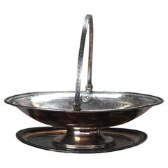 Two Antique Silver Plate Serving Pieces, Basket & Platter C1890