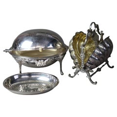 Two Antique Silver Plated Dome Servers C1890