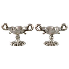 Two Antique Silver Salt Vessels with Handles, 19th Century