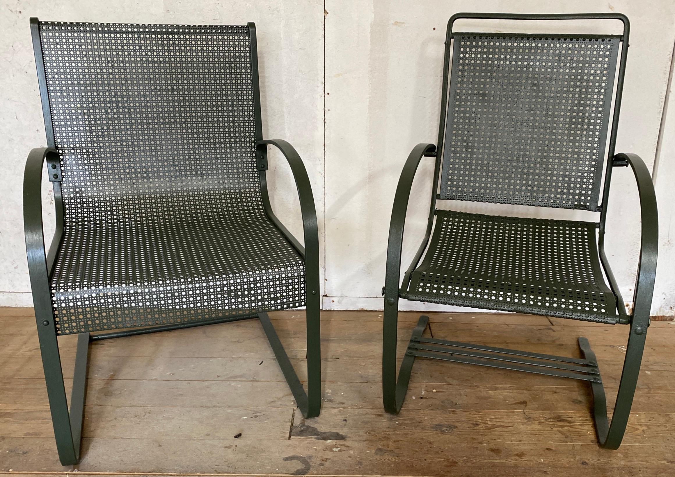 Two Antique Spring Steel Garden Arm Chairs For Sale 4