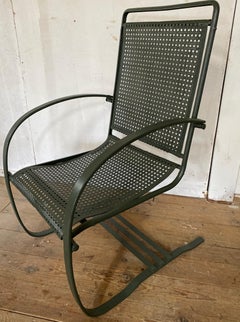 Two Cantilevered Spring Steel Garden Arm Chairs