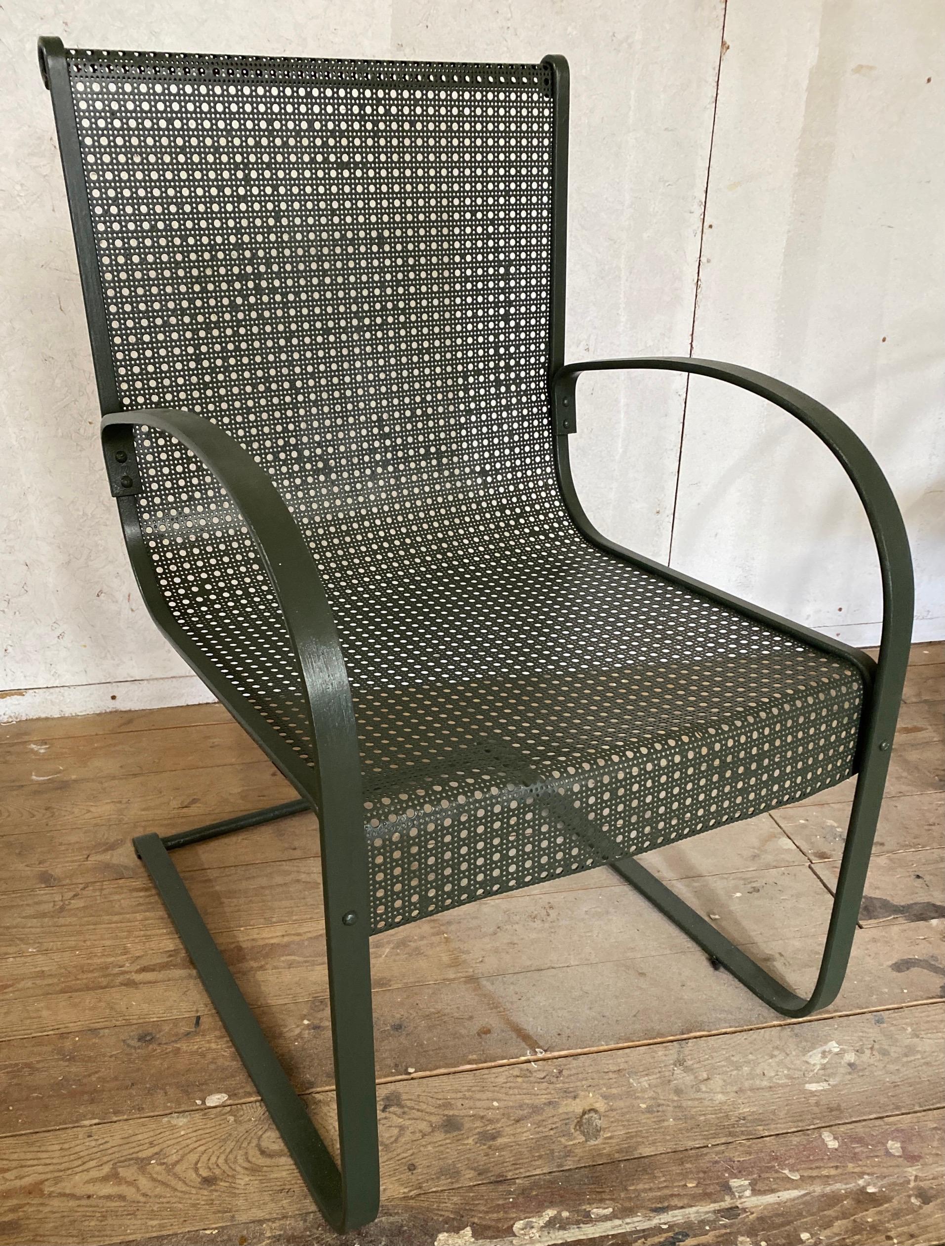 American Two Antique Spring Steel Garden Arm Chairs For Sale