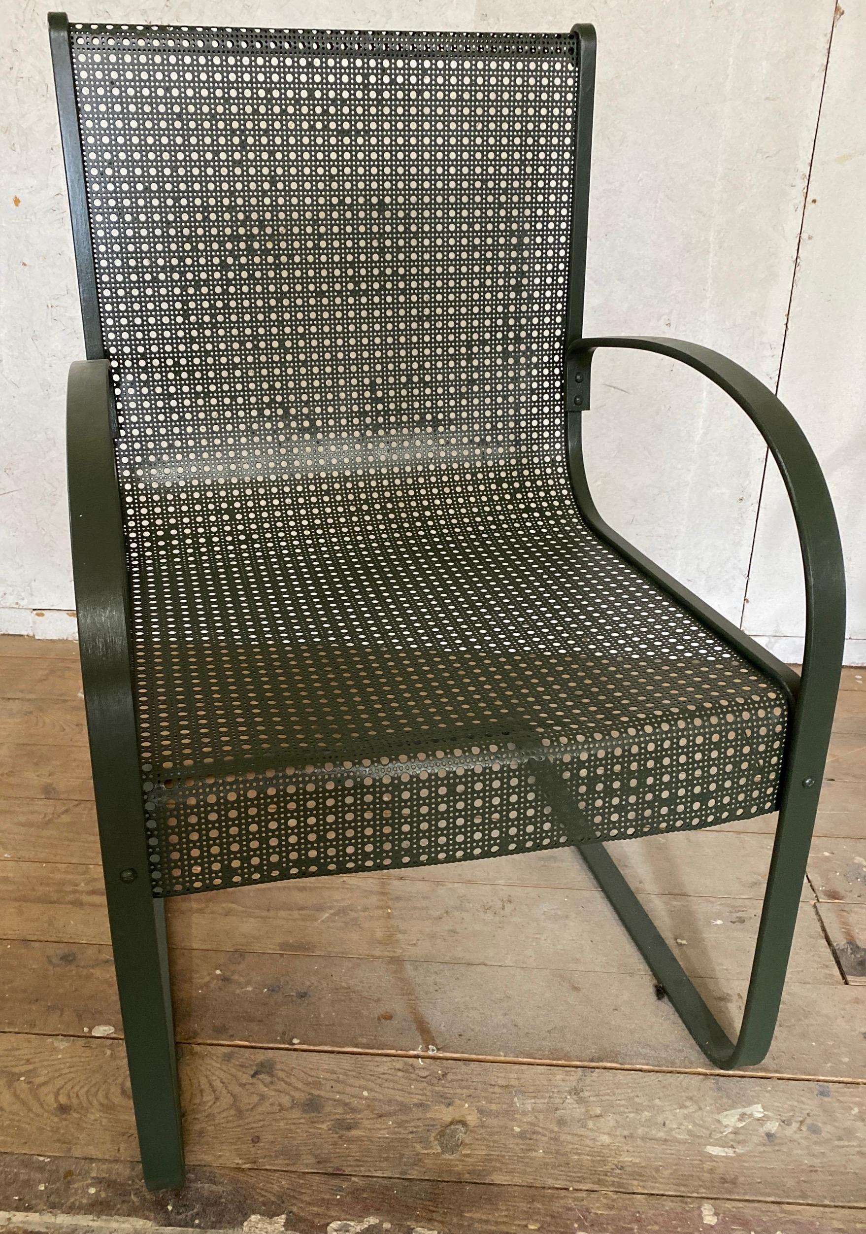 Two Antique Spring Steel Garden Arm Chairs In Good Condition For Sale In Sheffield, MA
