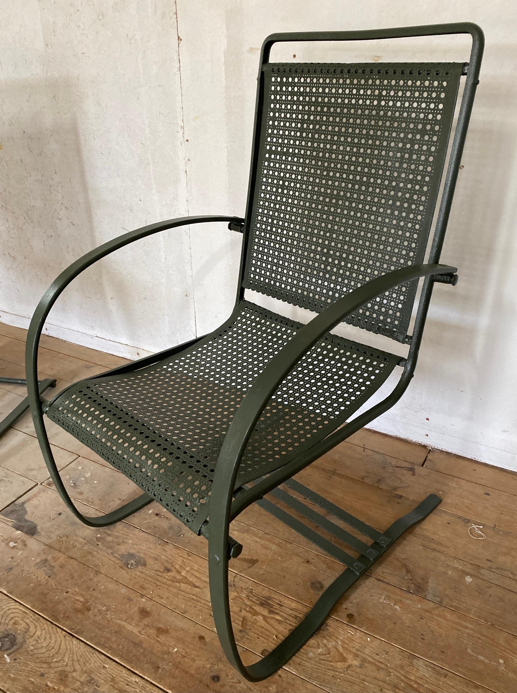 Two Antique Spring Steel Garden Arm Chairs For Sale 1