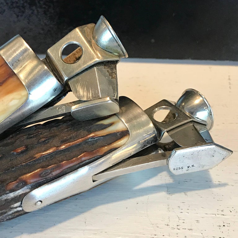 Two Antique Sterling Mounted Horn Cigar Cutters at 1stdibs